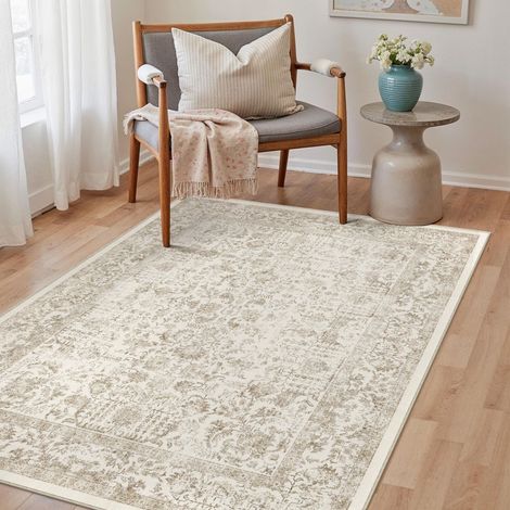 Vintage Tapis Salon 90x150cm Marron Lavable en Machine Rug Chambre Adulte Grand Rugs,Descente de Lit, AntidéRapant Carpet,Interieur Doux Poil Ras,Salle a Manger Carpets,Bureau (1/5)