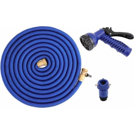 HOTECHE manguera extensible de 2.5x7.5 m c/pistola , Manguera extensible con pistola Hoteche Tubo de látex Conector de cobre Tamaño: 2,5 m x 7,5 m. (1/2)