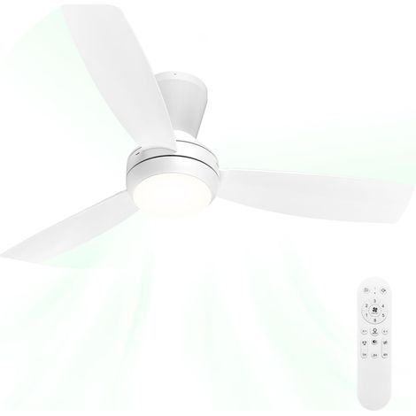 Silencieux Ventilateur Plafond avec Lumiere LED 106cm, 3 Pales à Clipser, Dimmable Lampe Ventilateur Plafond avec Telecommande pour Chambre Salon Cuisine, Installation Express, Blanc (1/5)