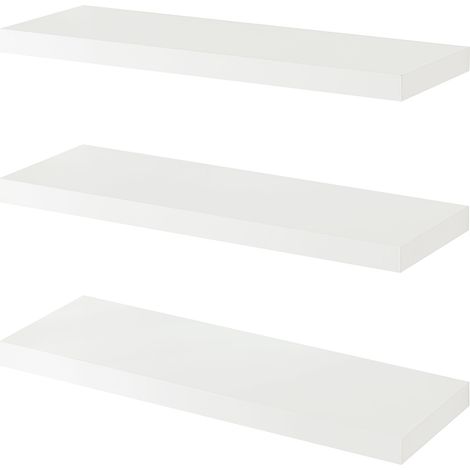 Lot de 3 étagères murales meuble de rangement moderne 60 x 20 x 4 cm blanc (1/5)