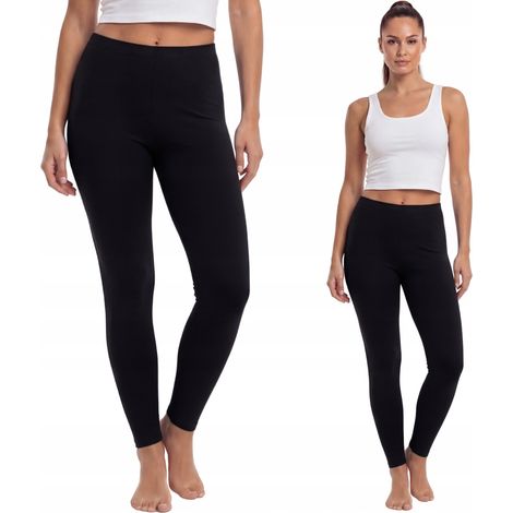 Leggings lunghi in cotone, produttore polacco, neri, taglia XXL (1/3)