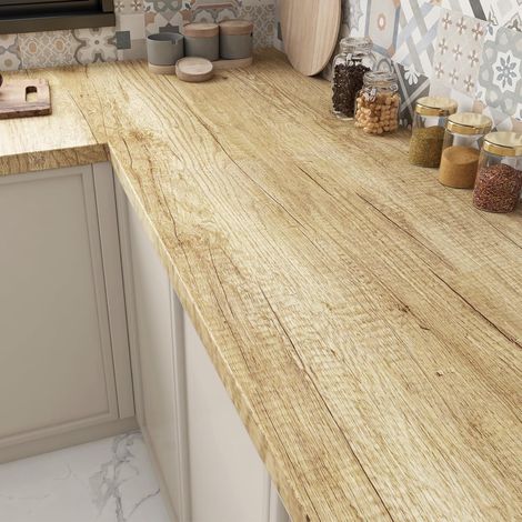 Bois Chene Revetement Adhesif Meuble Cuisine Marron 60cm x 400cm Papier Adhesif pour Meuble Cuisine Vintage Imperméable Papier Peint Imitation Bois Vinyle pour Plan de Travail Table Salon (1/5)