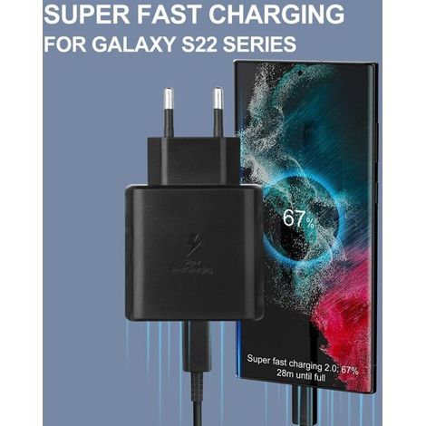 Chargeur Rapide 45W USB-C avec Câble 5A pour Galaxy S25 Ultra, S24+, S23+, Z Fold6, Flip6, Tab S10 – Noir