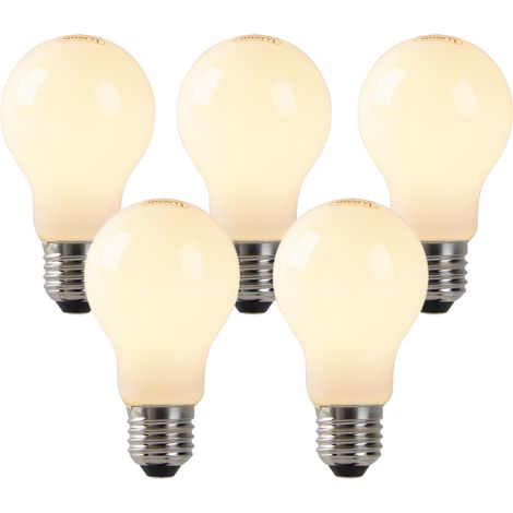QAZQA Set de 5 bombillas LED E27 regulables con cristal opalino