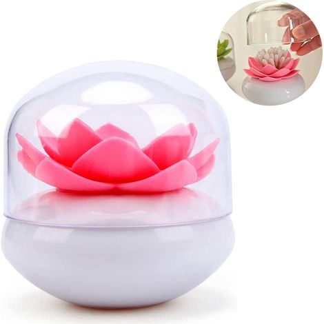 Boîte de rangement pour cotons-tiges en forme de lotus, rangement cosmétique, boîte à cure-dents, décoration de salle de bain (1/4)