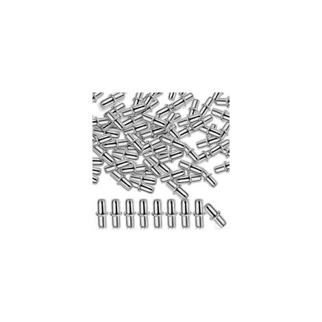 50 Stück Regalstifte, Regalträger, Regalhaken, Regalwinkel, vernickelte Metallplattenhalterungen – 5 mm, Silber – Crezuo