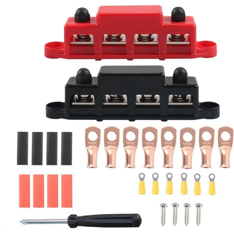 2 pièces 4 Voies rangée de câblage RV Accessoires de Modification 300A Goujon Barre Omnibus Bloc de Distribution d'énergie pour Voiture de câblage Solaire (1/5)