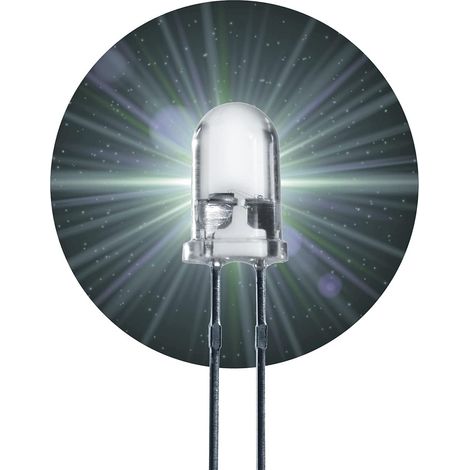 LED Diodes 10mm Blanc - Lot de 5 - Ultra-lumineuses 140000mcd - Éclairage 3V à souder - Bricolage et Industrie - Transparent (1/5)