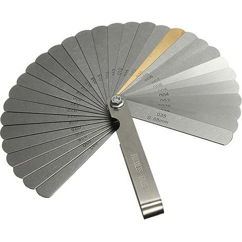 1 Jeu de cale mécanique, Acier 32 lames, Double marquage métrique et impérial, Pour bougie et moteur (1/5)