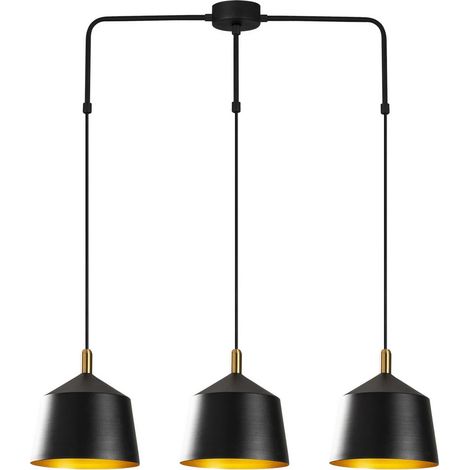[GEBRAUCHT] B-Ware Opviq Hängelampe Pendelleuchte Beleuchtung Schwarz Gold 3 Flg Linear Saglam 3778