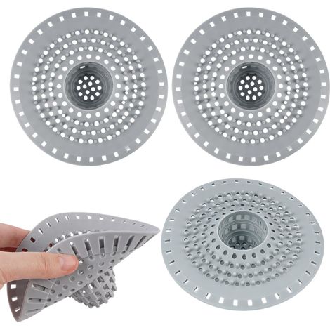 3 Pièces Attrape Cheveux Douche, Filtre Evier Cuisine et Filtre Douche Anti-Bouchage, Filtre Cheveux Douche, Salle de Bain Accessoire Universel pour Baignoire, Douche, Cuisine (1/5)