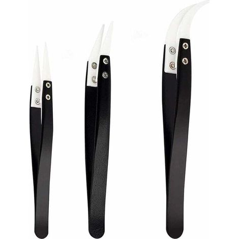 Set of 3 heat-resistant soldering pliers with ceramic tips (1600 °C) for repairing electronic devices, jewelry, computer equipment and for laboratory soldering work (1/5)