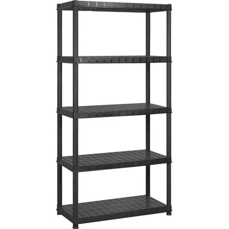 Étagère de rangement à 5 niveaux Noir 340x40x185 cm Plastique CFW97934 (1/5)