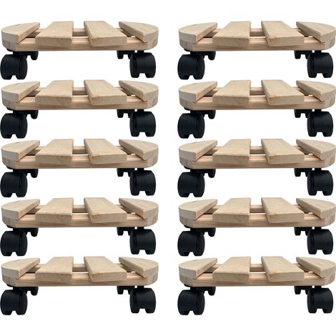 10x Rolluntersetzer rund Pflanzenroller 30x30 cm - max. 120 kg Traglast - aus Buchenholz - Stabil & robust - Für Pflanztöpfe, Möbel & schwere Gegenstände (1/5)