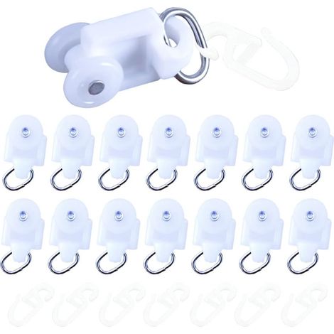50 pezzi rulli per tende scorrevoli, rulli per aste per tende, ganci per binari per tende, rulli per binari in plastica, ganci per binari scorrevoli