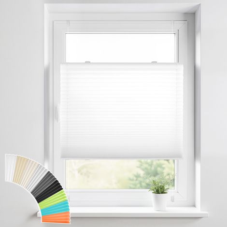 aubor Plissee Klemmfix ohne Bohren Jalousien, Weiß, 95x200cm(BxH), Plisseerollo Fensterrollo mit Klemmträger, Faltrollo Klemmrollo Sicht-und Sonnenschutz Rollos für Fenster & Tür (1/5)