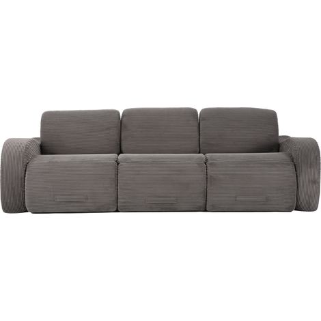 Modulares Ecksofa mit Schlaffunktion aus grauem Cord-Samt MODENUIT (1/5)