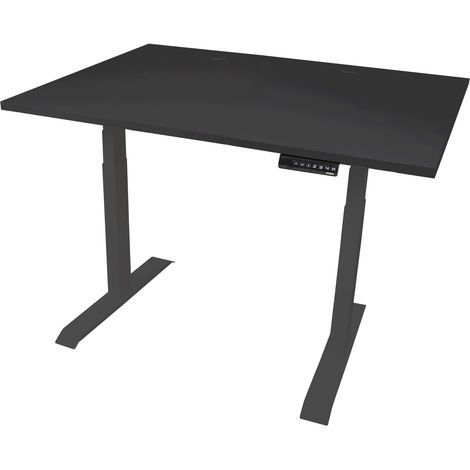 STIER Elektrisch höhenverstellbarer Schreibtisch TSR, 120x80cm, schwarz/schwarz, mit Doppelmotor, Höhe 595-1245mm, 100kg Tragkraft (1/5)
