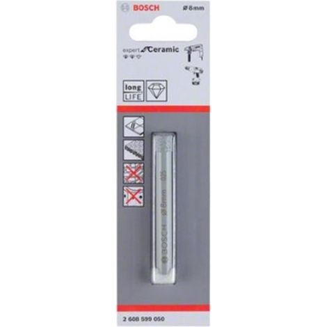 BOSCH BROCA DIAMANTE EXPERT CERAMICA DIAMETRO (mm) 8 LONGITUD DE TRABAJO (mm) 66 (1/2)
