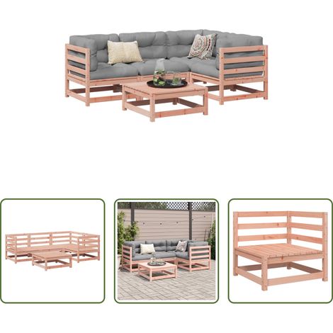 vidaXL Canapé d'angle - Salon de jardin 5 pcs bois massif sapin de douglas (1/5)