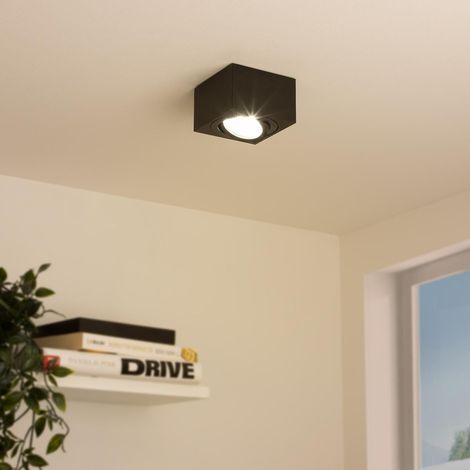 Flacher Aufbaustrahler eckig schwenkbar Deckenleuchte - Farbe: schwarz - LED Leuchtmittel: 5W Warmweiß 230V dimmbar 60° (1/5)