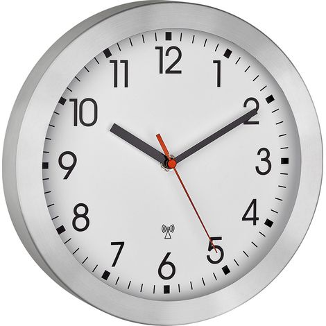 TFA Dostmann 60.3546.02 Funk Wanduhr 25 cm x 40 mm Aluminium (gebürstet) (1/3)