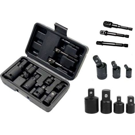 Set 10 Adattatori e Prolunghe ad impatto per Chiavi a Bussola da 1/4 - 3/8 - 1/2 (1/5)