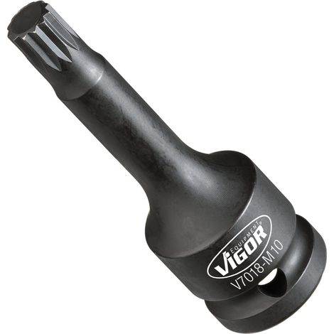 VIGOR Schlagschrauber Schraubendrehereinsatz, 1/2 (12,5 mm) Vierkant hohl, Innen Vielzahn Profil XZN, SW M10 (1/2)