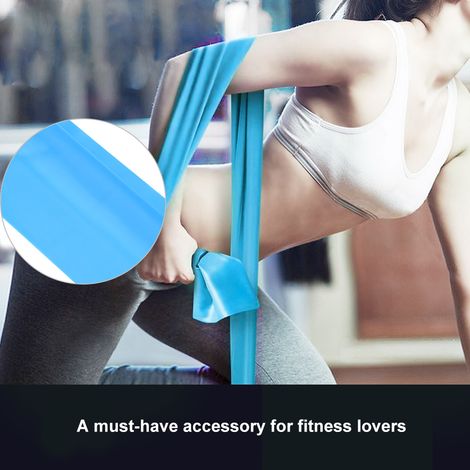 Sangle élastique extensible de 2 m pour le yoga, bande de résistance, accessoire de fitness et d'exercice (bleu clair) (1/5)