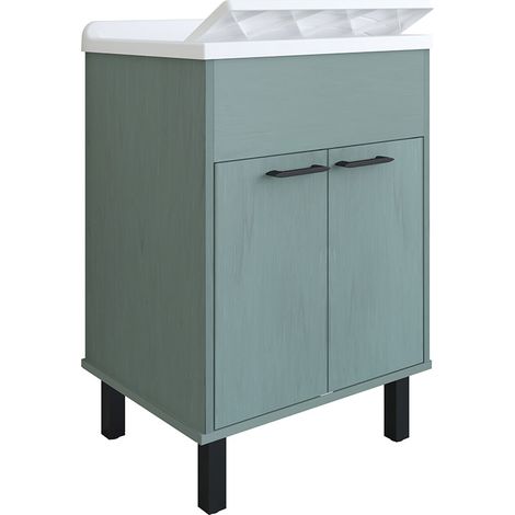 Mobile Lavatoio Smeraldo 60x50x85 cm con Vasca in PP Struttura in PVC Verde Scuro (1/5)