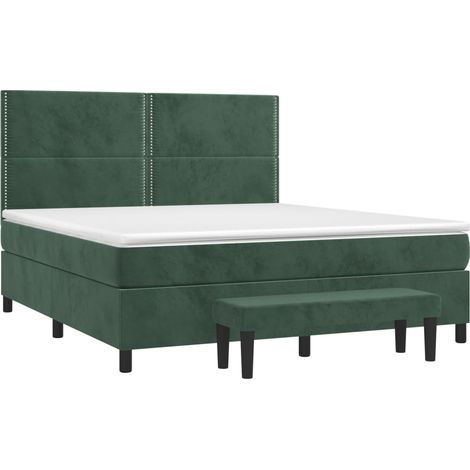 Giroletto a Molle con Materasso Verde Scuro 180x200 cm Velluto vidaXL (1/5)