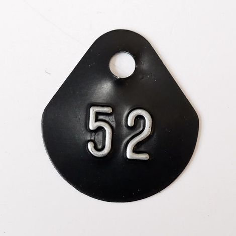 Chiffre goutte d'eau fond noir (à l'unité) estampé "52" en relief blanc hauteur d'écriture 11mm DERANCOURT