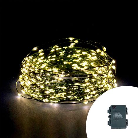 Stringa 15 metri da 150 Microled Bianco Caldo con cavo verde a batteria da esterno Wisdom (1/2)