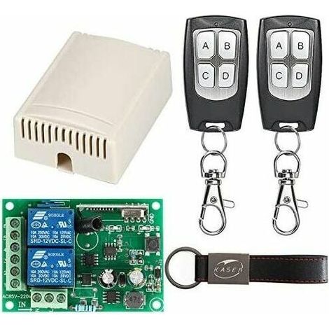Recepteur Radio 433,92 Mhz - 2 Canaux - Pour Portails Garages Volets Roulants Éclairage - 220 V AC - Avec Télécommandes (1/5)