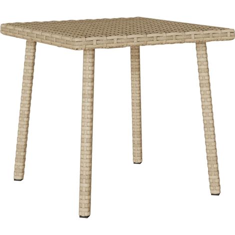Table basse de jardin rectangulaire beige 40x40x37 rotin (1/5)