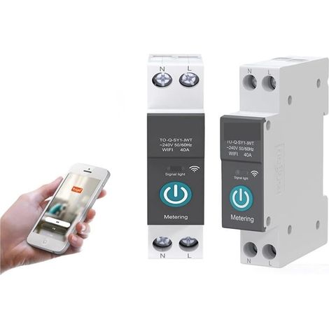 Moniteur d'énergie domestique intelligent TUYA avec compteur WIFI disjoncteur intelligent 1P 63A DIN Rail for maison intelligente commutateur de télécommande sans fil par Smart Life APP Moniteur d'éle (1/5)