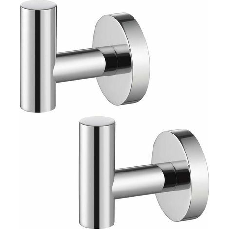 Toallero de pared, soporte para toallas de baño, toallero de acero inoxidable SUS304, estante de almacenamiento pulido con 2 ganchos. (1/4)