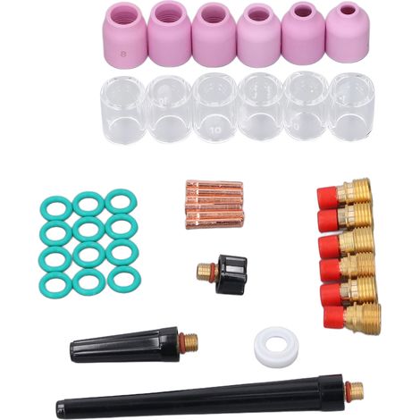 40 pièces consommables de soudage buses céramique verres capuchons arrière pinces électrodes courtes joints toriques pour torche TIG WP9 20 25 (1/5)