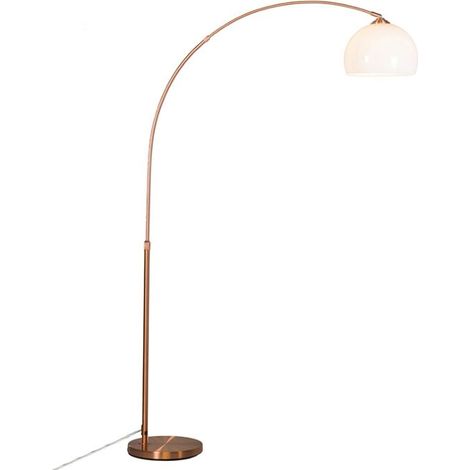 QAZQA Lampada da terra arco arc-basic - Moderno - Plastico,Acciaio - Rame/Bianco - Tondo/Oblungo E27 Max. 1 x 9 Watt