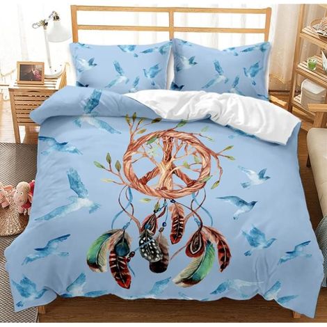 Sets de Housse de Couette Adulte Enfant, 3D Parure Imprimé Attrape Rêves Housse de Couette Microfibre Pigeon Bleu,240x260cm - MA8 (1/4)
