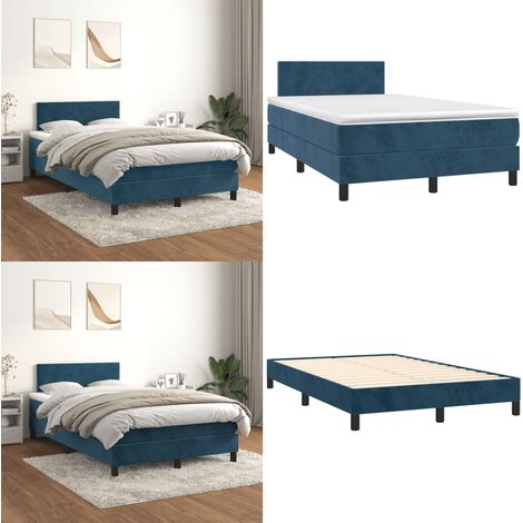 Boxspringbett mit Matratze Dunkelblau 120x190 cm Samt - Samtbett - Boxspringbett - Doppelbett - Schlafsofa - Bettenrahmen - Home & Living (1/5)