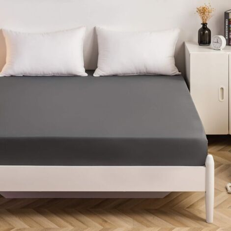 NALOOKAMIC Couvre-lit 150x200 cm avec jupe 28 cm en gris, microfibre 100 g/m² de haute qualité 100% polyester, douce, durable, infroissable