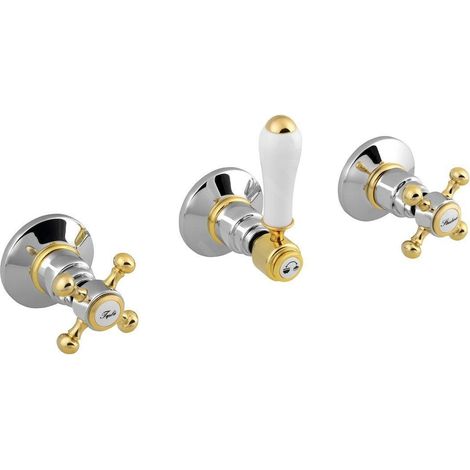 Sapho Reitano Rubinetteria Antea - Mitigeur de douche encastré pour 2 appareils, chrome/or SET305-102 (1/5)