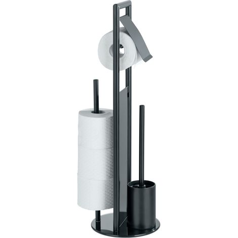 WENKO WC-Garnitur Ravina Edelstahl schwarz- mit Toilettenbürste, Schwarz (1/5)