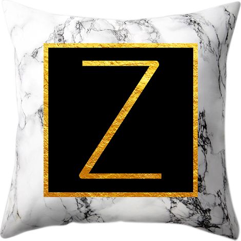 Taies d'oreiller modernes 4545 cm, motif alphabet doré et marbre blanc, ultra douces, jetées de canapé ou de lit, housses de coussin en microfibre couleur pêche, décoration intérieure, traversin (Z) (1/5)