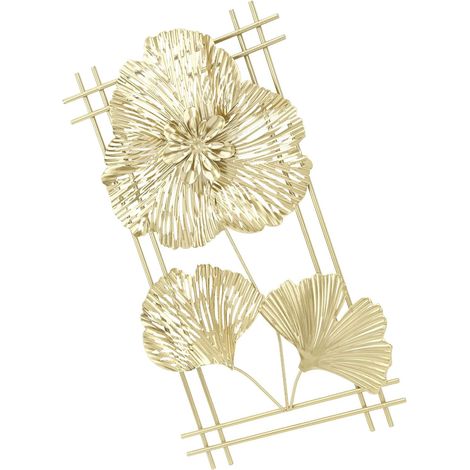Gold Metal Ginkgo Leaf Wall Decoration, 3D Iron Wall Sculpture, Hanging Pendant for Living Room, Bedroom, Office (1/5)