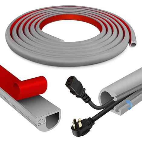 Goulotte Passe Cable Mural Cache Cable TV Mural adhésive Cache Fil Electrique Flexible Passe Fil en Silicone goulotte Electrique (Gris, 14mm×10mm×1m) (1/5)
