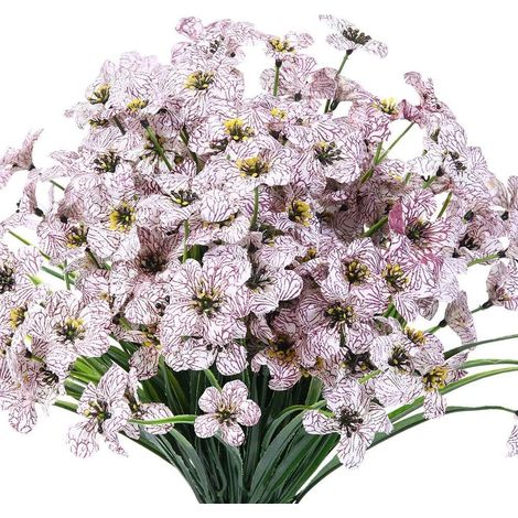 Fleurs violettes artificielles, lot de 6 fleurs en plastique artificiel, pour l'extérieur-AquaForge (1/5)