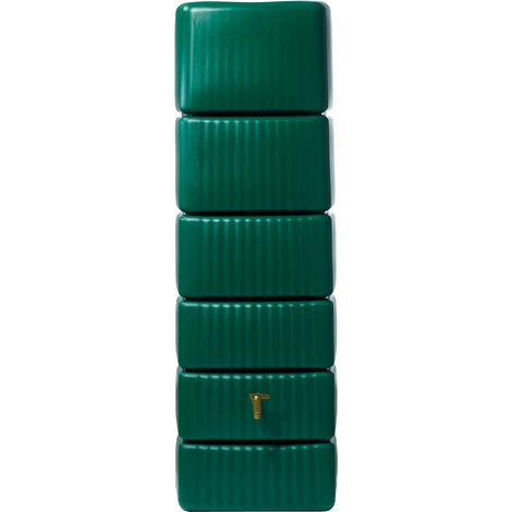 Récupérateur d'eau de pluie mural 330L – Couleur vert foncé – 2 raccords filetés 19mm – Matériaux résistants aux intempéries – 4Rain