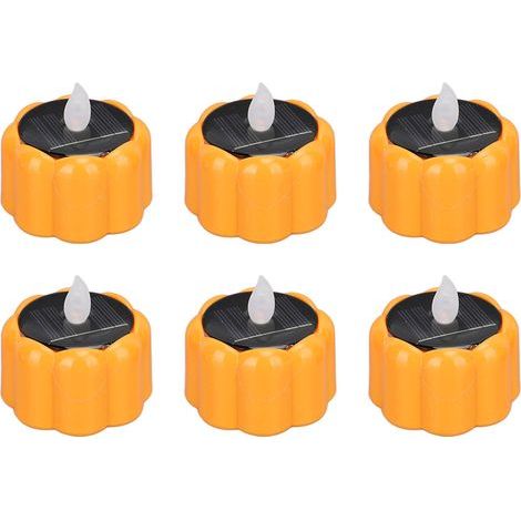 Pumpkin-shaped solar LED candles – 6 pieces, waterproof, for Halloween, Christmas and outdoor party decorations (1/5)